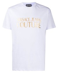 T-shirt girocollo stampata bianca di VERSACE JEANS COUTURE