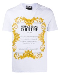 T-shirt girocollo stampata bianca di VERSACE JEANS COUTURE