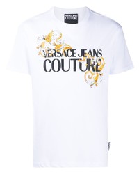 T-shirt girocollo stampata bianca di VERSACE JEANS COUTURE