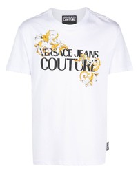 T-shirt girocollo stampata bianca di VERSACE JEANS COUTURE