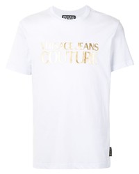 T-shirt girocollo stampata bianca di VERSACE JEANS COUTURE