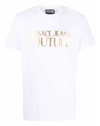 T-shirt girocollo stampata bianca di VERSACE JEANS COUTURE