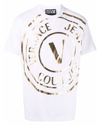 T-shirt girocollo stampata bianca di VERSACE JEANS COUTURE