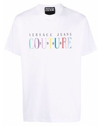 T-shirt girocollo stampata bianca di VERSACE JEANS COUTURE