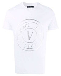 T-shirt girocollo stampata bianca di VERSACE JEANS COUTURE