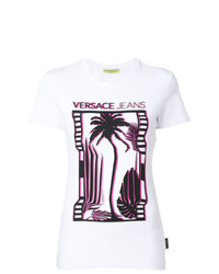 T-shirt girocollo stampata bianca di Versace Jeans