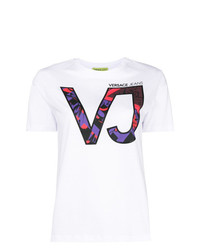 T-shirt girocollo stampata bianca di Versace Jeans