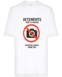 T-shirt girocollo stampata bianca di Vetements