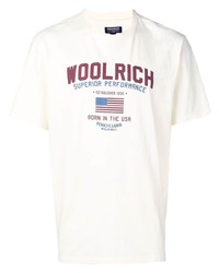 T-shirt girocollo stampata bianca di Woolrich