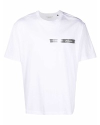 T-shirt girocollo stampata bianca di Z Zegna