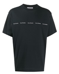 T-shirt girocollo stampata blu scuro e bianca di Acne Studios