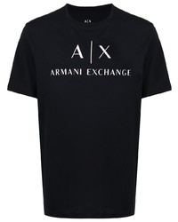 T-shirt girocollo stampata blu scuro e bianca di Armani Exchange