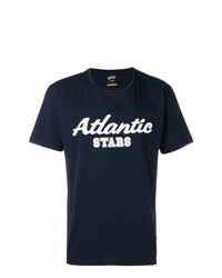 T-shirt girocollo stampata blu scuro e bianca di atlantic stars
