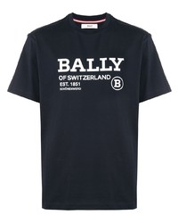 T-shirt girocollo stampata blu scuro e bianca di Bally
