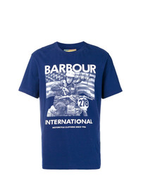 T-shirt girocollo stampata blu scuro e bianca di Barbour By Steve Mc Queen