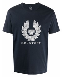 T-shirt girocollo stampata blu scuro e bianca di Belstaff