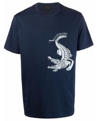 T-shirt girocollo stampata blu scuro e bianca di Billionaire
