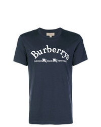 T-shirt girocollo stampata blu scuro e bianca di Burberry