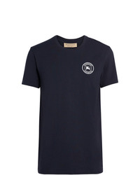 T-shirt girocollo stampata blu scuro e bianca di Burberry