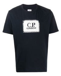 T-shirt girocollo stampata blu scuro e bianca di C.P. Company