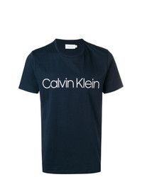 T-shirt girocollo stampata blu scuro e bianca di Calvin Klein