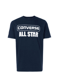 T-shirt girocollo stampata blu scuro e bianca di Converse