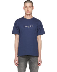 T-shirt girocollo stampata blu scuro e bianca di Cowgirl Blue Co