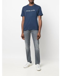 T-shirt girocollo stampata blu scuro e bianca di Jacob Cohen
