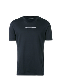 T-shirt girocollo stampata blu scuro e bianca di Dolce & Gabbana