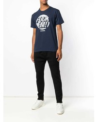 T-shirt girocollo stampata blu scuro e bianca di Neighborhood
