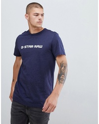 T-shirt girocollo stampata blu scuro e bianca di G Star