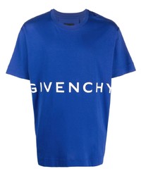 T-shirt girocollo stampata blu scuro e bianca di Givenchy