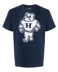 T-shirt girocollo stampata blu scuro e bianca di Hydrogen