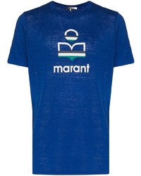 T-shirt girocollo stampata blu scuro e bianca di Isabel Marant