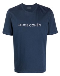 T-shirt girocollo stampata blu scuro e bianca di Jacob Cohen