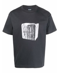 T-shirt girocollo stampata blu scuro e bianca di Jacquemus