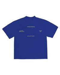 T-shirt girocollo stampata blu scuro e bianca di Kanye West