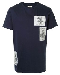 T-shirt girocollo stampata blu scuro e bianca di Kent & Curwen