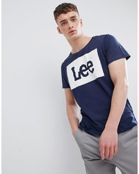 T-shirt girocollo stampata blu scuro e bianca di Lee