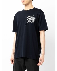T-shirt girocollo stampata blu scuro e bianca di Ermenegildo Zegna