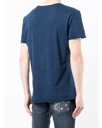 T-shirt girocollo stampata blu scuro e bianca di Alchemist