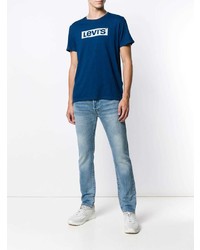 T-shirt girocollo stampata blu scuro e bianca di Levi's
