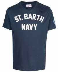T-shirt girocollo stampata blu scuro e bianca di MC2 Saint Barth