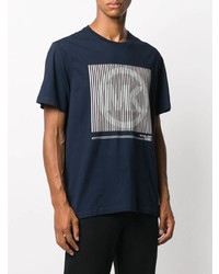 T-shirt girocollo stampata blu scuro e bianca di Michael Kors