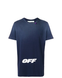 T-shirt girocollo stampata blu scuro e bianca di Off-White