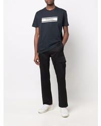 T-shirt girocollo stampata blu scuro e bianca di Woolrich
