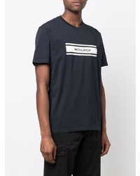 T-shirt girocollo stampata blu scuro e bianca di Woolrich