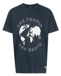T-shirt girocollo stampata blu scuro e bianca di PATTA