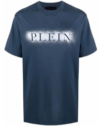 T-shirt girocollo stampata blu scuro e bianca di Philipp Plein