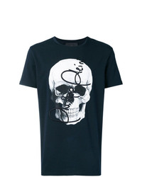 T-shirt girocollo stampata blu scuro e bianca di Philipp Plein